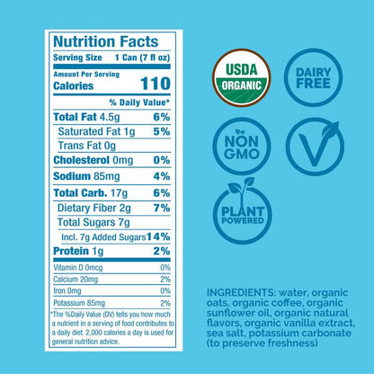 RISE Brewing Co. Oat Milk Vanilla Nitro Cold Brew Latte 7oz Can