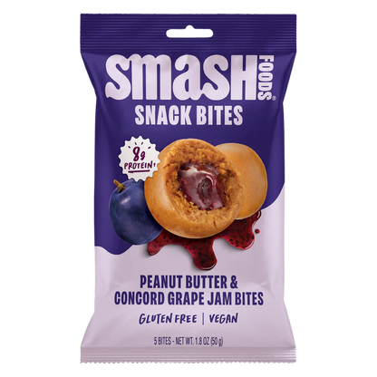 Smash Foods Peanut Butter & Concord Grape Jam Snack Bites, 1.8oz