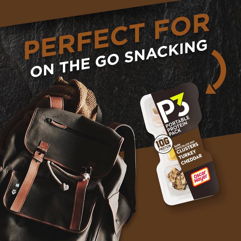 P3 Portable Protein Snack Pack with Dark Chocolate Almond Nut Clusters, Turkey & Cheddar Cheese - 2oz
