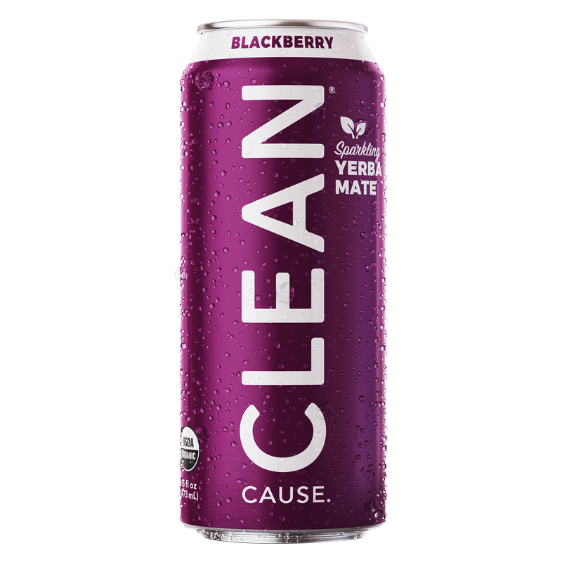 CLEAN Cause Blackberry Organic Sparkling Yerba Maté 16oz Can