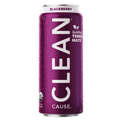 CLEAN Cause Blackberry Organic Sparkling Yerba Maté 16oz Can