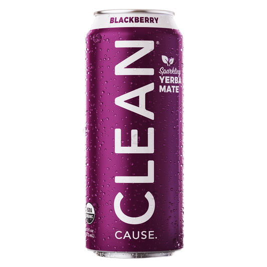 CLEAN Cause Blackberry Organic Sparkling Yerba Maté 16oz Can