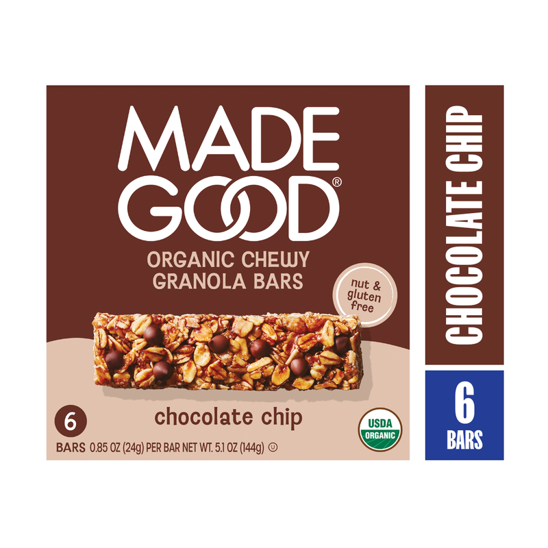 MadeGood Organic Chocolate Chip Granola Bars, 6 Count, 5.1 oz