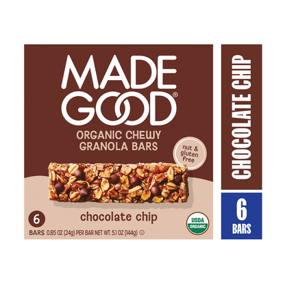MadeGood Organic Chocolate Chip Granola Bars, 6 Count, 5.1 oz