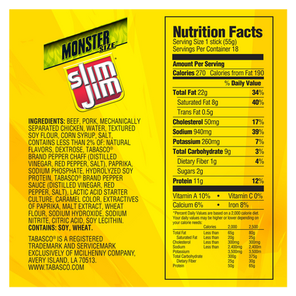 Slim Jim Monster Tabasco 1.94oz