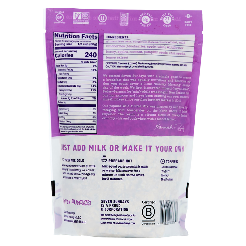 Seven Sundays Wild & Free Blueberry Chia Muesli 12oz Bag