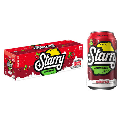 Starry Zero Sugar Soda Lemon Lime Cranberry Blizz 12pk 12oz Can