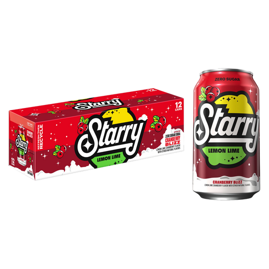 Starry Zero Sugar Soda Lemon Lime Cranberry Blizz 12pk 12oz Can
