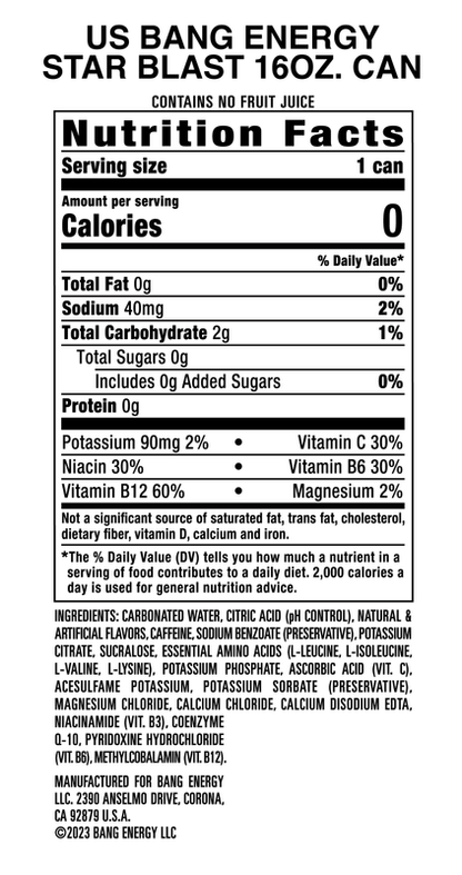 Bang Energy Star Blast 16oz Can