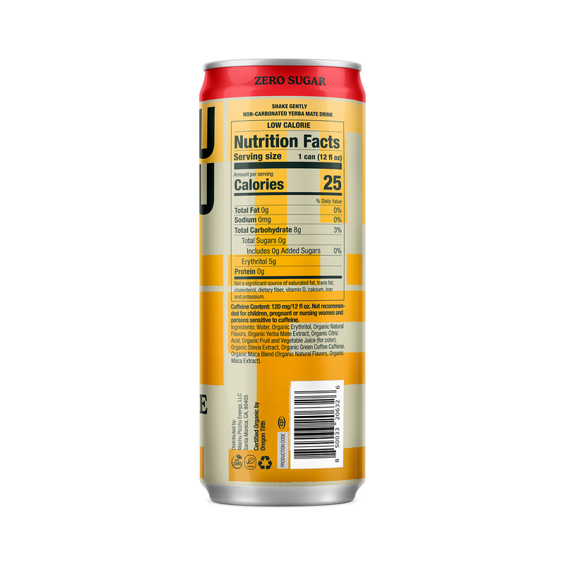 Machu Picchu Wild Berry Energy Organic Yerba Mate Zero Sugar 12oz Can