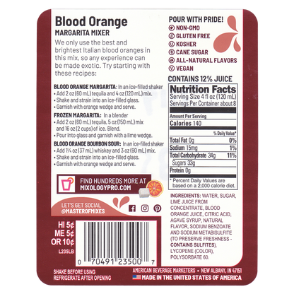 Master of Mixes Blood Orange Margarita Mix 1L Btl