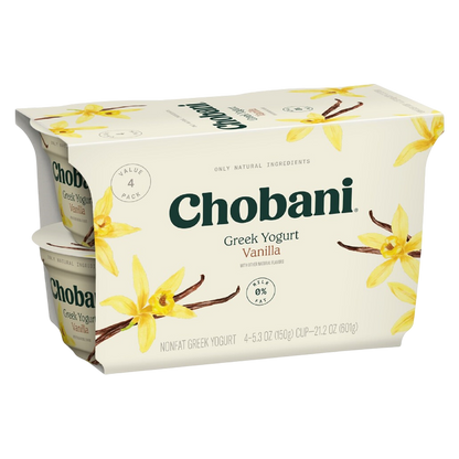 Chobani Vanilla Nonfat Greek Yogurt 4ct/5.3oz