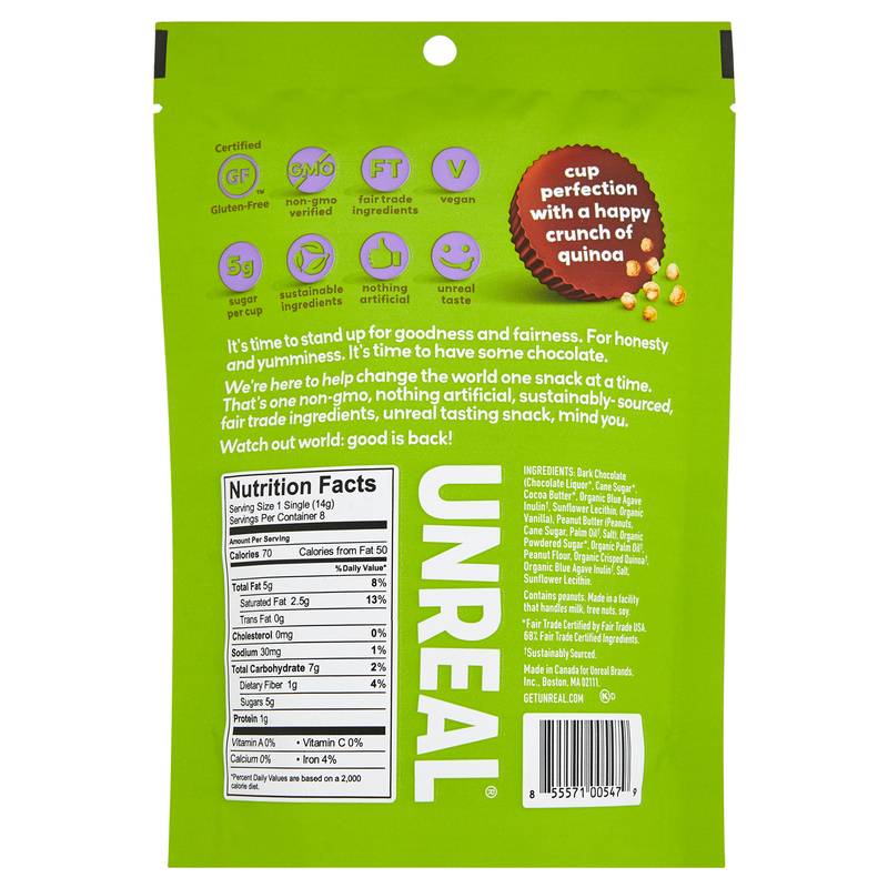 Unreal Crispy Dark Chocolate Peanut Butter Cups 4oz