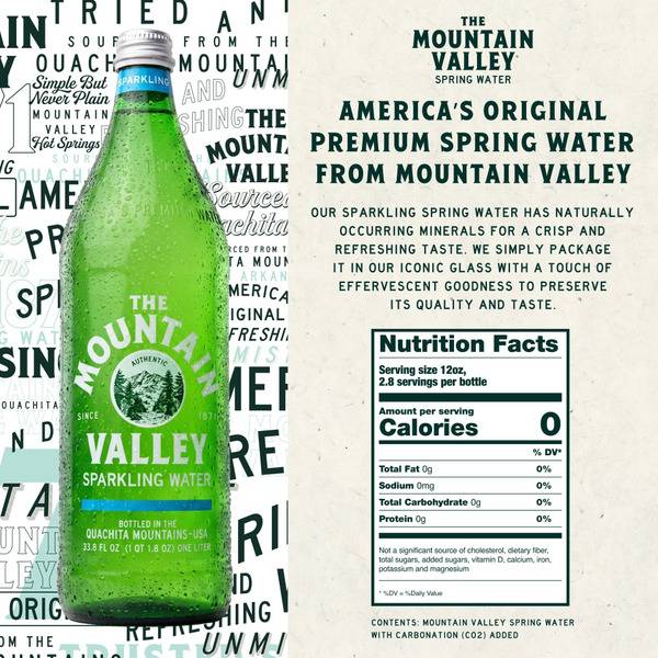 Mountain Valley Sparkling Water 12pk 1L Glass Bottle- XL