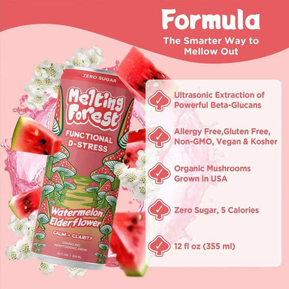 Melting Forest Watermelon Elderflower Mushroom D-Stress 12oz Can