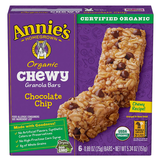Annie's Homegrown Organic Chocolate Chip Chewy Granola Bars 6ct