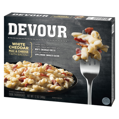 Devour Frozen White Cheddar Mac & Cheese with Bacon Meal 12oz