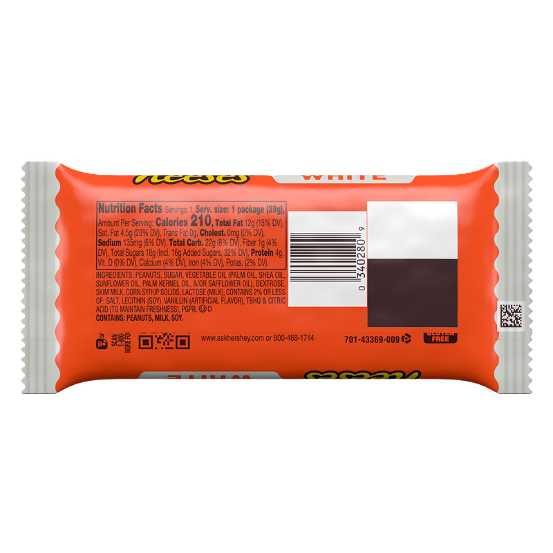 REESE'S White Creme Peanut Butter Cups, Candy Pack, 1.39 oz