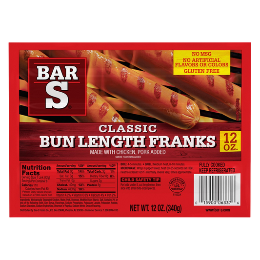 Bar-S Classic Bun Length Franks - 12oz