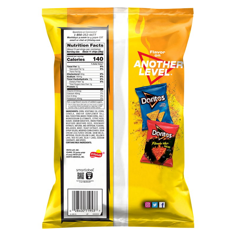 Doritos Tortilla Chips Hot Mustard Flavored 9.25oz