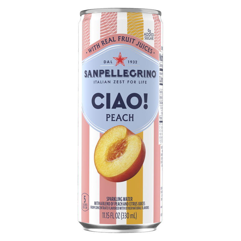 San Pellegrino Ciao! Peach Sparkling Water 6pk 330mL Can