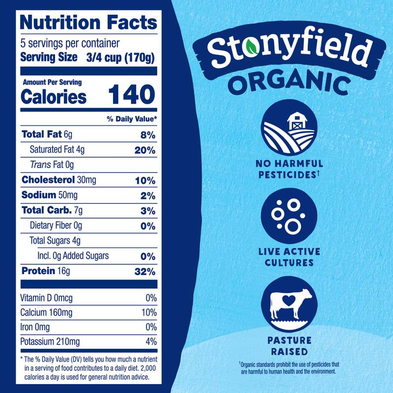Stonyfield Organic Plain Greek Whole Milk Yogurt - 30oz