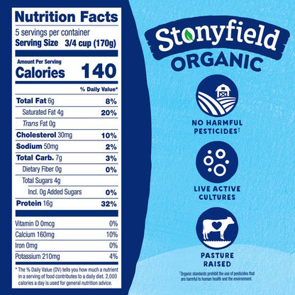 Stonyfield Organic Plain Greek Whole Milk Yogurt - 30oz