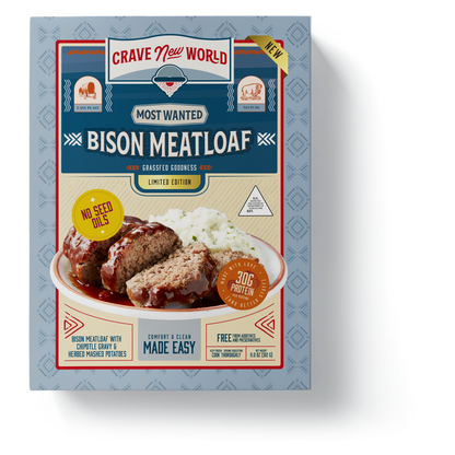 Crave New World Bison Meatloaf and Herbed Mashed Potatoes Frozen Meal, 11oz.