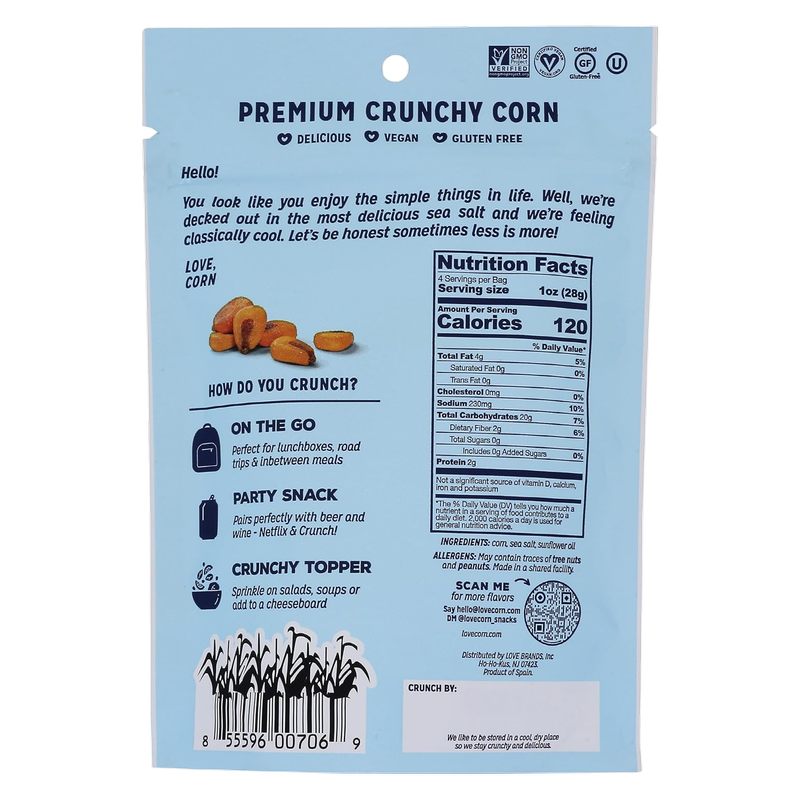 Love Corn Sea Salt Roasted Corn Snack 4oz