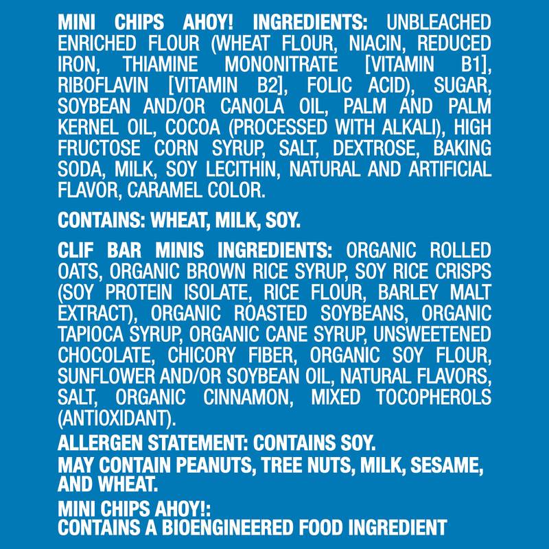 CLIF BAR Minis Chocolate Chip Energy Bars & Mini CHIPS AHOY! Cookies, Mini Snacks Variety Pack