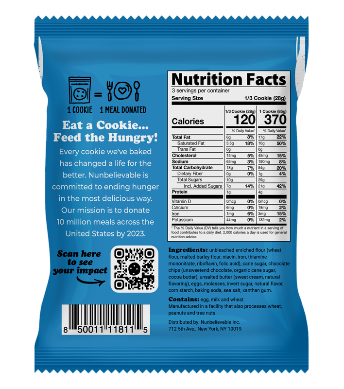 Nunbelievable Chocolate Chip Artisanal Cookie 3oz