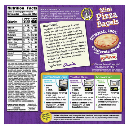 Annie's Homegrown Frozen 3 Cheese Mini Pizza Bagels 9ct 6.65oz