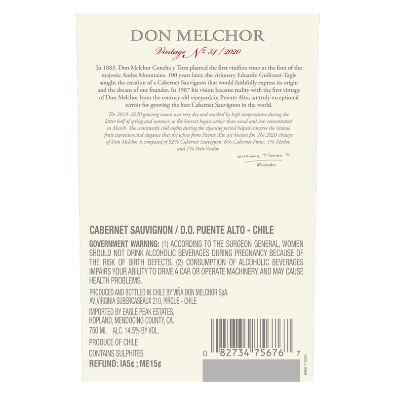Don Melchor Cabernet Sauvignon 2020