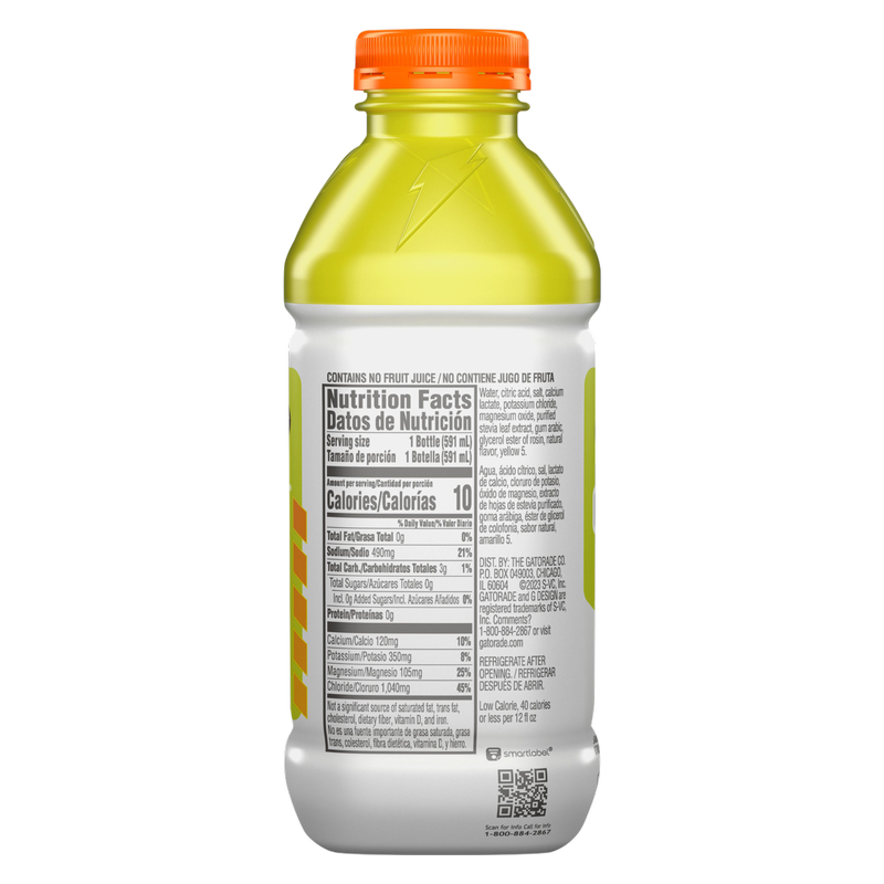 Gatorlyte Zero Sugar Lemon Lime 20oz Btl