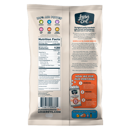 LesserEvil Organic Popcorn, White Cheddar 4.6oz