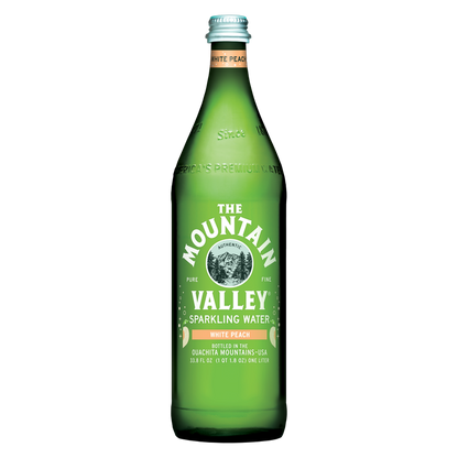 Mountain Valley Sparkling Water Peach 1L Glass Bottle
