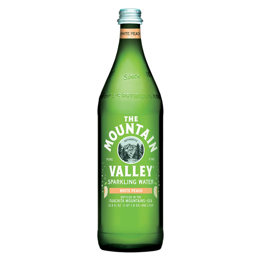 Mountain Valley Sparkling Water Peach 1L Glass Bottle