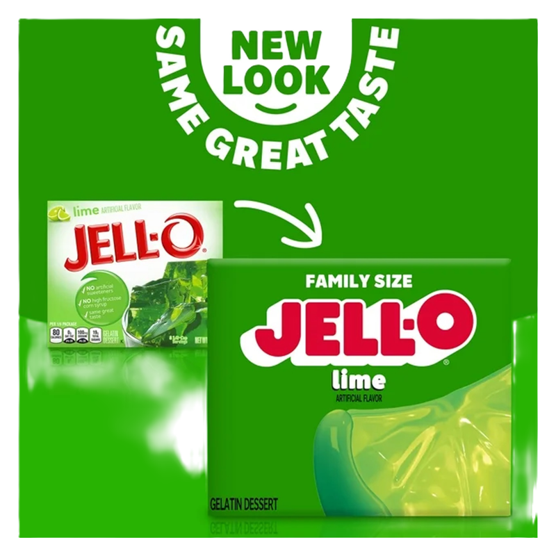Jell-O Lime Artificially Flavored Gelatin Dessert Mix, Family Size, 6 oz Box
