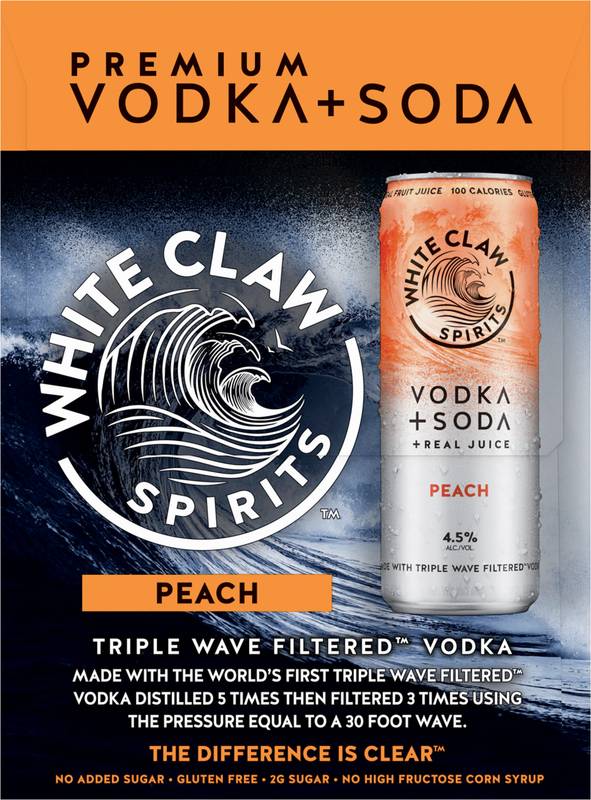 White Claw Hard Seltzer Vodka + Soda Peach 4pk 12oz Can 4.5% ABV