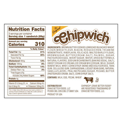 Chipwich Brown Butter Pecan 3ct