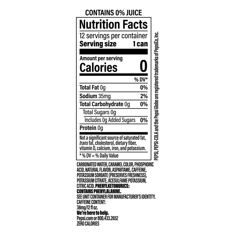 Pepsi Zero Sugar Wild Cherry 12oz 12pk Can