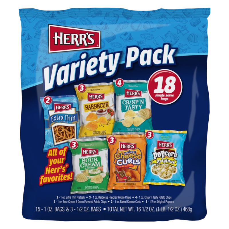 Herr's 18ct Variety Pack Box, 16.5 oz