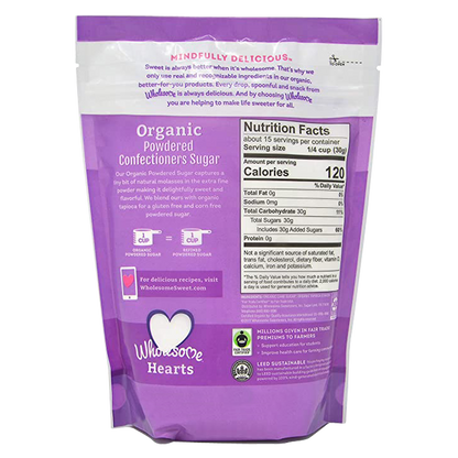 Wholesome Organic Powdered Confectioners Sugar 1lb