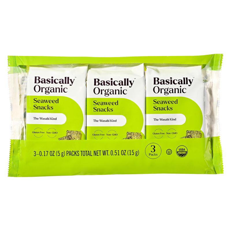 Basically Organic Wasabi Seaweed Snacks, 3 pack
