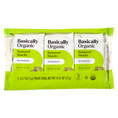 Basically Organic Wasabi Seaweed Snacks, 3 pack