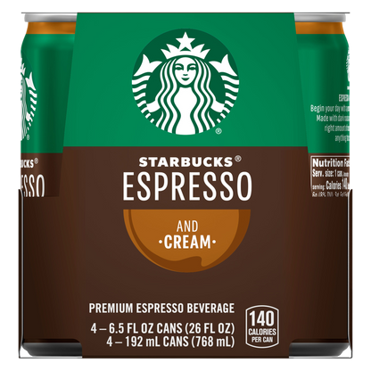 Starbucks Espresso & Cream Premium Espresso Beverage 6.5oz 4pk