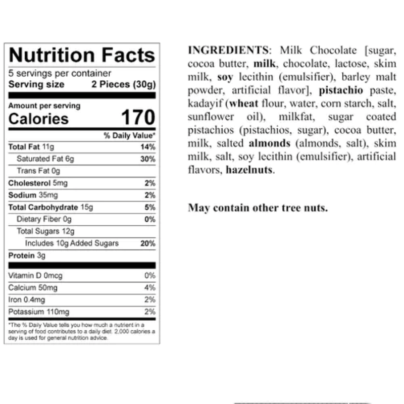 Lindt Dubai Style Milk Chocolate with Pistachio & Kadayif, 5.3 oz