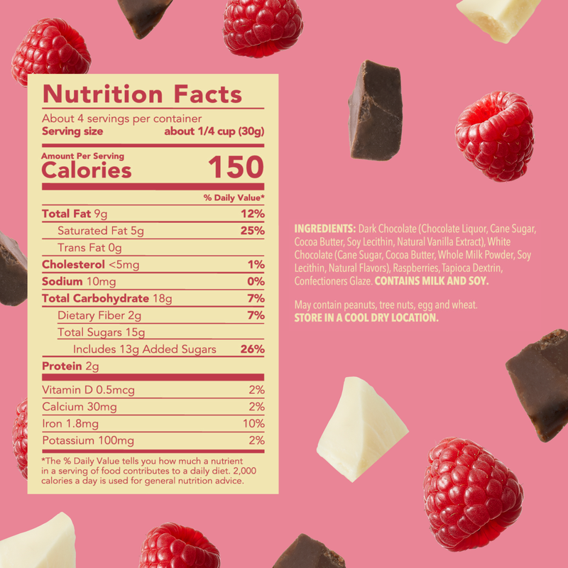 Tru Fru Raspberries Hyper-Dried Fresh in White & Dark Chocolate, 3.4oz