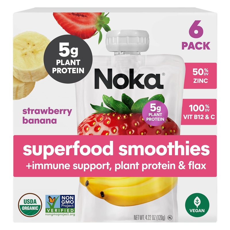 Noka Strawberry Banana Superfood Smoothie 6pk 4.22oz Box