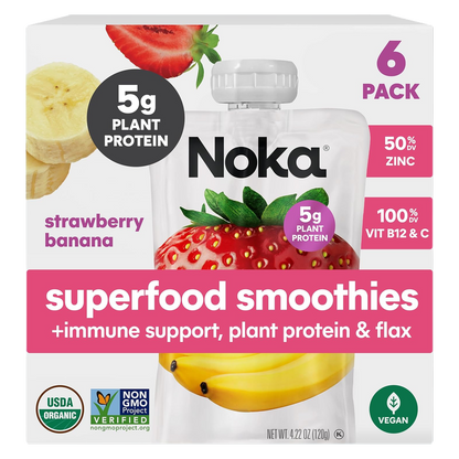 Noka Strawberry Banana Superfood Smoothie 6pk 4.22oz Box